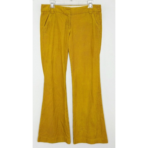 J. Crew Women’s VTG Mustard Yellow Corduroy City Fit Flare Pants Size 4 - Picture 2 of 7